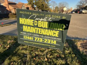 An advertising board of home and building maintenance